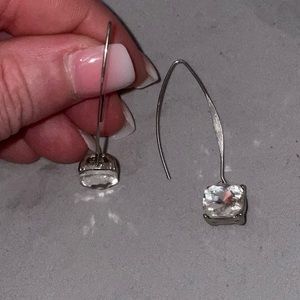 Diamond silver dangling earrings